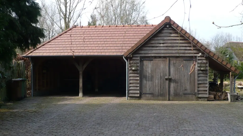 Eiken dubbele carport in potdekselwerk