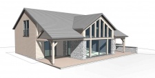 modelwoning in cetturu met natuursteen en eiken gevel