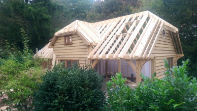gastenverblijf atelier met eiken constructie