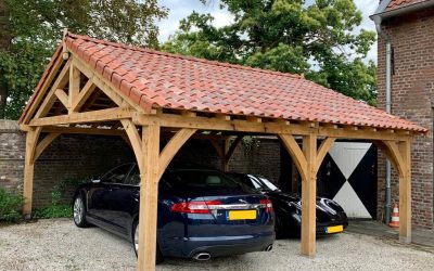 eiken carport bij historisch limburgs kasteel