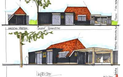 eiken gastenverblijf met atelier en fietsen carport