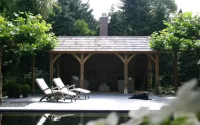 Eikenhouten bijgebouwen poolhouse gastenverblijf
