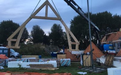 Eiken frame gebint in nieuwbouw villa